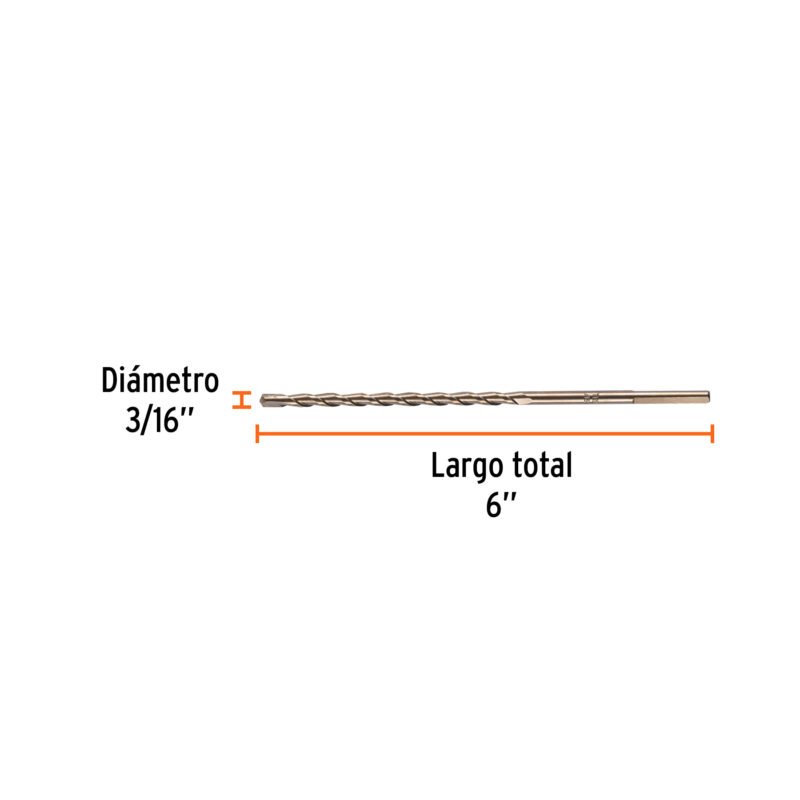 Código: 12753 Broca para concreto de 3/16 x 6' en blíster, TRUPER BCT-3-16X6-B