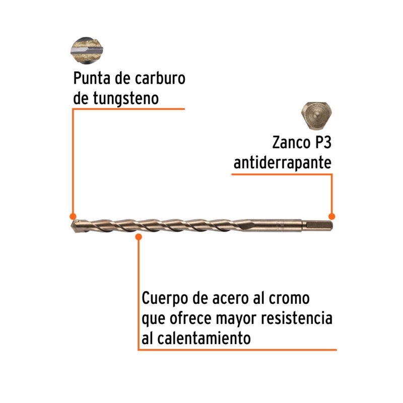BCT-3-4X12FC1.jpg Código: 11245 Broca para concreto de 3/4 x 12', Truper BCT-3-4X12