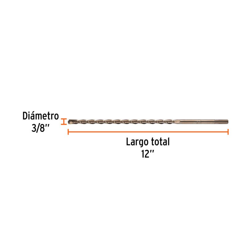 BCT-3-8X12FC2.jpg Código: 11227 Broca para concreto de 3/8 x 12', Truper BCT-3-8X12