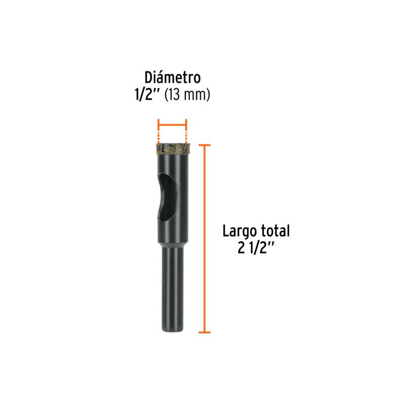 BD-12FC2.jpg Código: 103435 Broca diamantada 12mm (1/2'), TRUPER BD-12