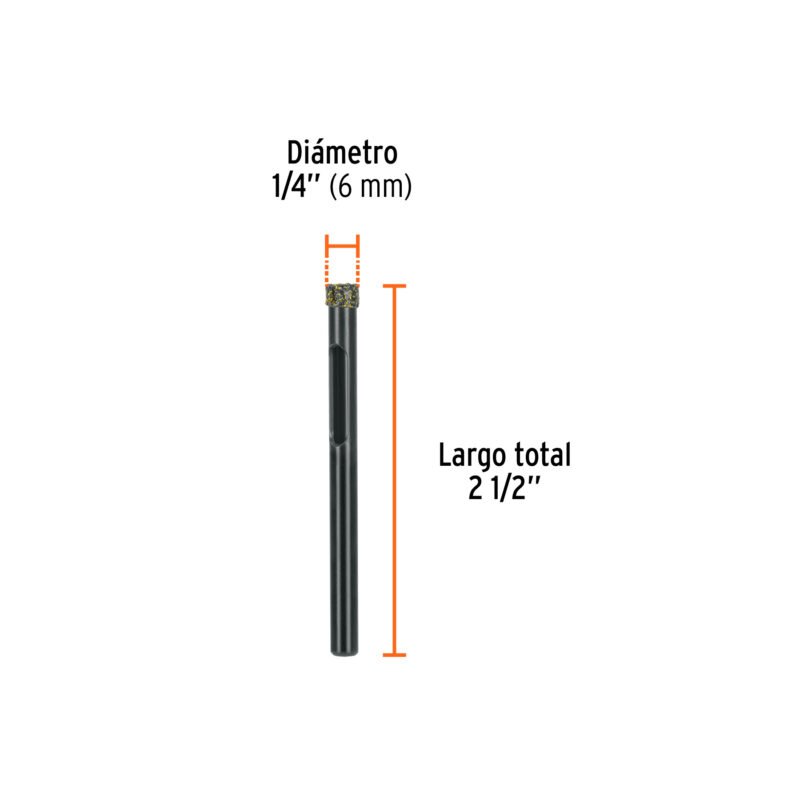 BD-6FC2.jpg Código: 103432 Broca diamantada 6mm (1/4'), TRUPER BD-6