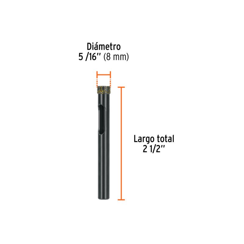 BD-8FC2.jpg Código: 103433 Broca diamantada 8mm (5/16'), TRUPER BD-8