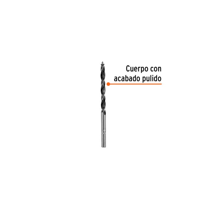 BM-3-16FC1.jpg Código: 101629 Broca con punta centradora para madera 3/16', TRUPER BM-3-16