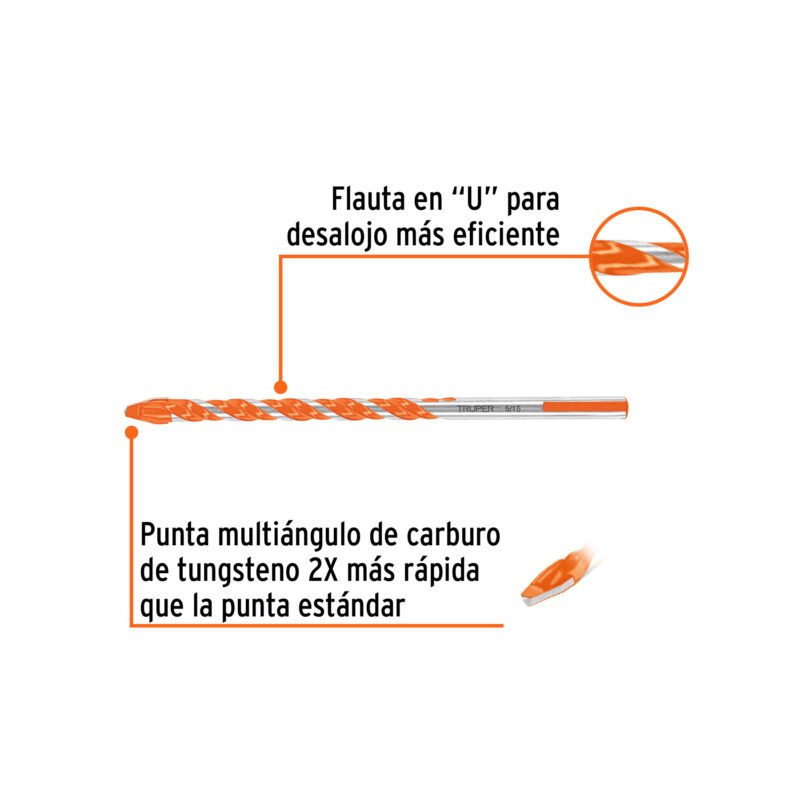 BMC-5-16X6FC1.jpg Código: 101807 Broca multimaterial 5/16 x 6', Truper BMC-5-16X6