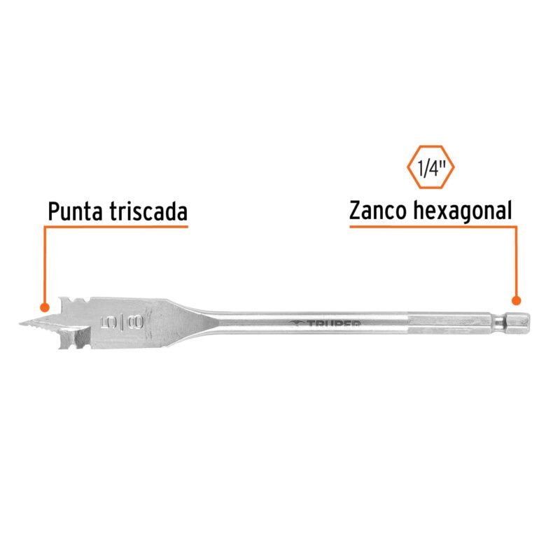 BPT-5-8FC1.jpg Código: 11375 Broca plana de manita 5/8' para madera, Truper BPT-5-8
