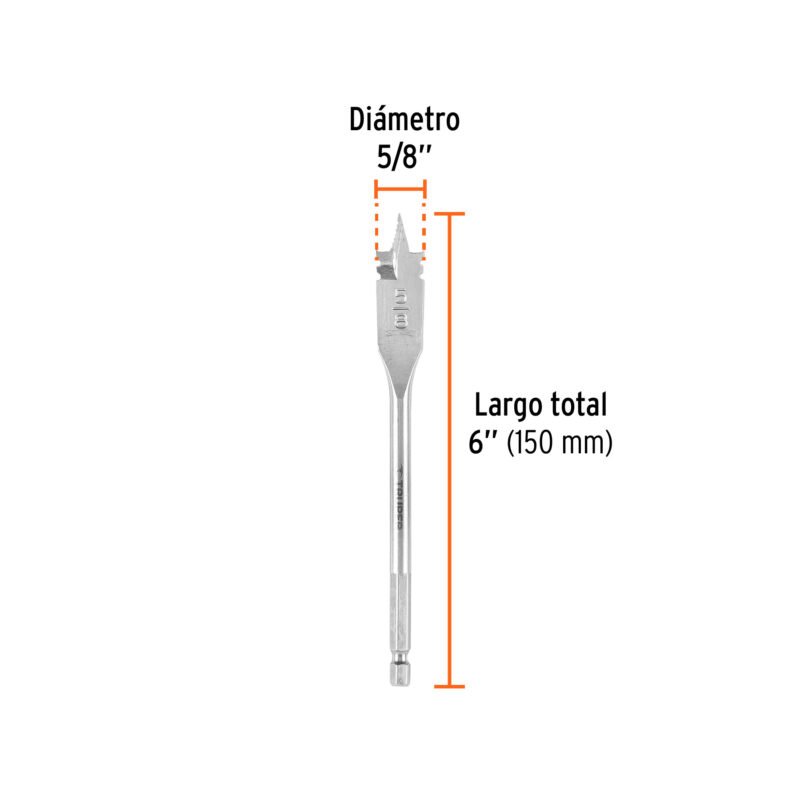BPT-5-8FC2.jpg Código: 11375 Broca plana de manita 5/8' para madera, Truper BPT-5-8