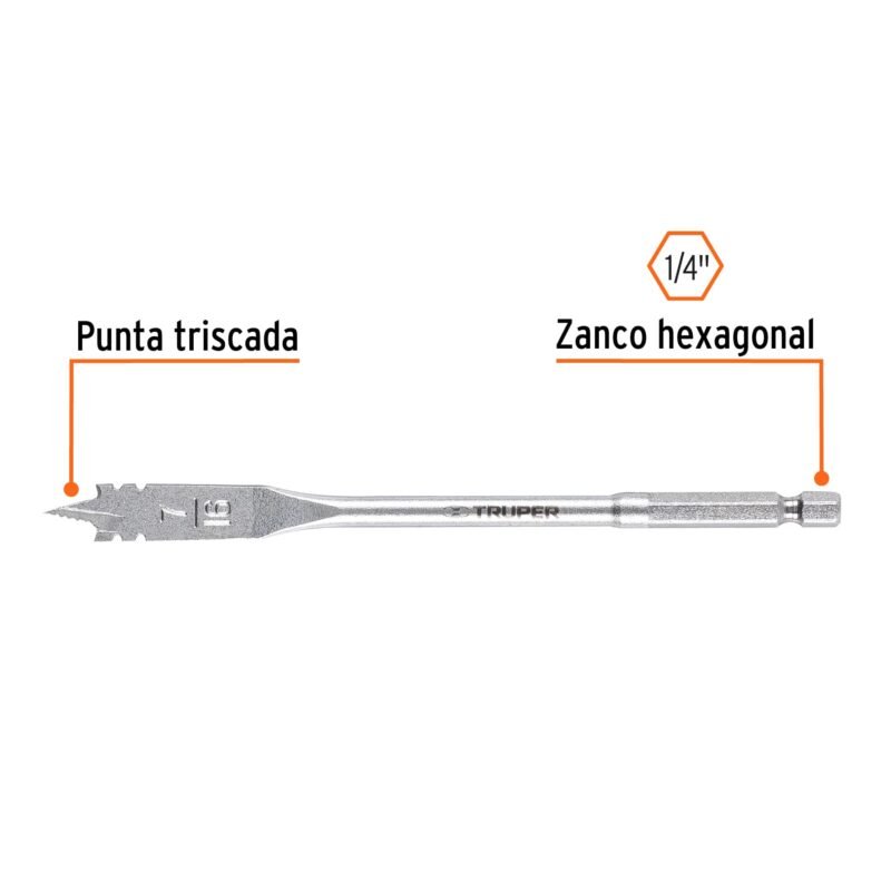 BPT-7-16FC1.jpg Código: 11369 Broca plana de manita 7/16' para madera, Truper BPT-7-16