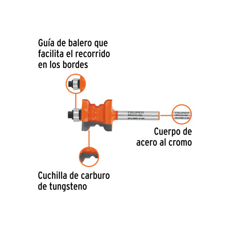 Código: 10677 Broca para router, collarin, 7/8' con balero, Truper BROU-CO-7-8X