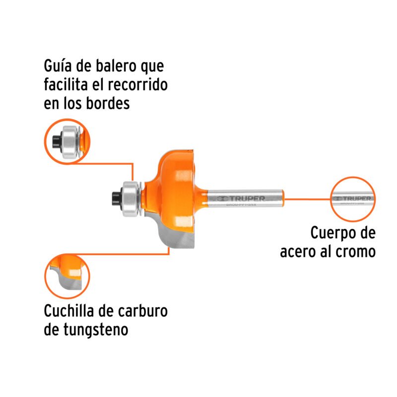 BROU-PP1-3-8XFC1.jpg Código: 11480 Broca para router, pecho paloma, 1-3/8' con balero, Truper BROU-PP1-3-8X