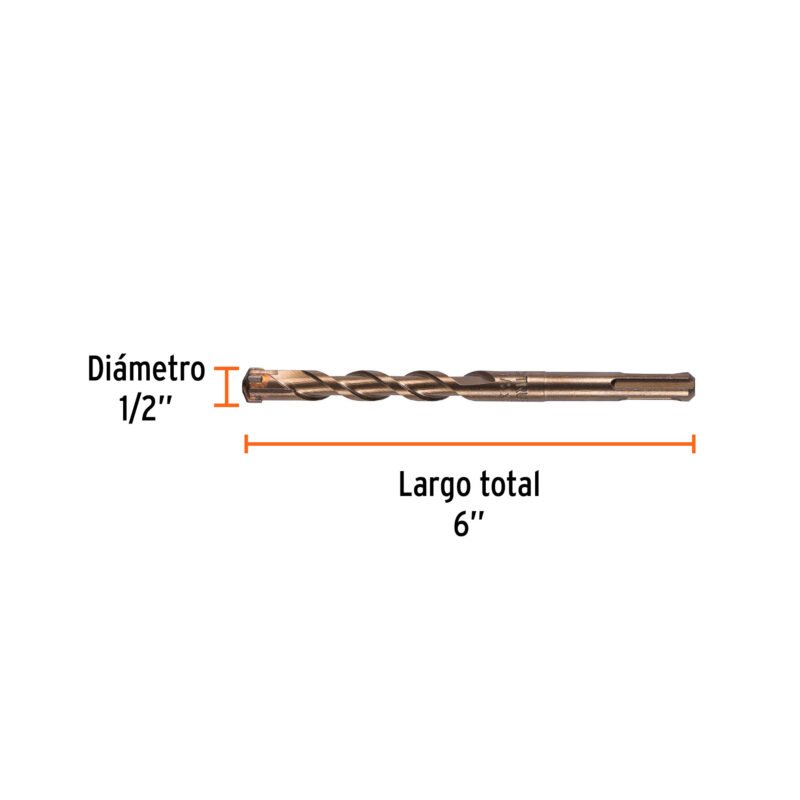 BS-1-2X6FC2.jpg Código: 11279 Broca SDS Plus 1/2 x 6', Truper BS-1-2X6