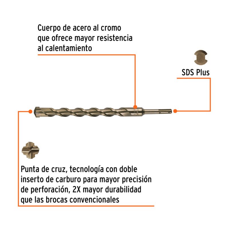 Código: 11288 Broca SDS Plus 7/8 x 11', Truper BS-7-8X11