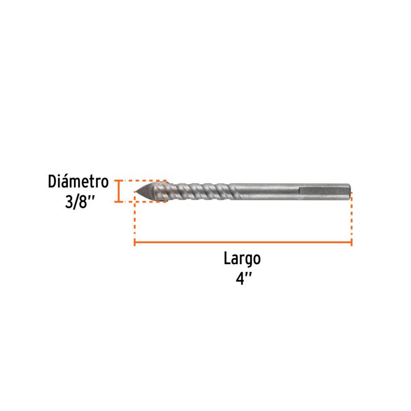 BVI-3-8XFC2.jpg Código: 101829 Broca para vidrio y azulejo 3/8', Truper Expert BVI-3-8X