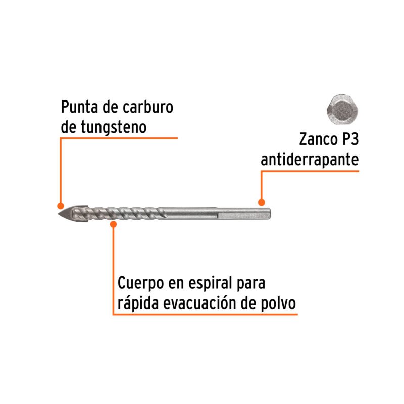 BVI-5-16XFC1.jpg Código: 101828 Broca para vidrio y azulejo 5/16', Truper Expert BVI-5-16X