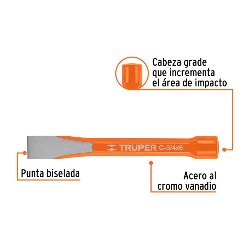 Código: 12139 Cincel de corte frío de 3/4 X 6', Truper C-3-4X6