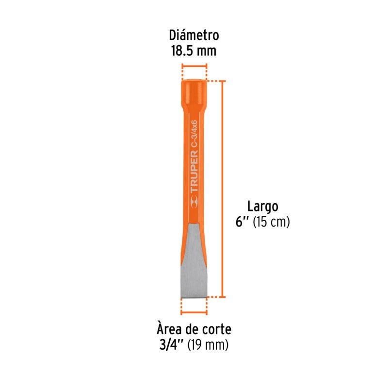 Código: 12139 Cincel de corte frío de 3/4 X 6', Truper C-3-4X6