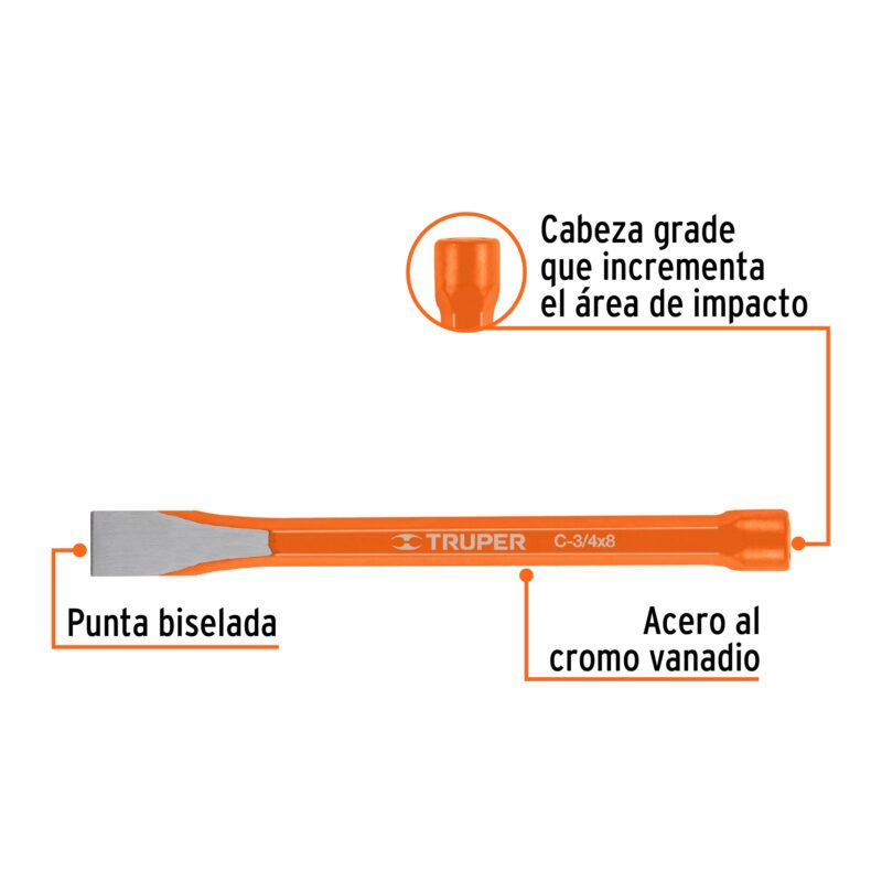 Código: 12142 Cincel de corte frío de 3/4 X 8', Truper C-3-4X8