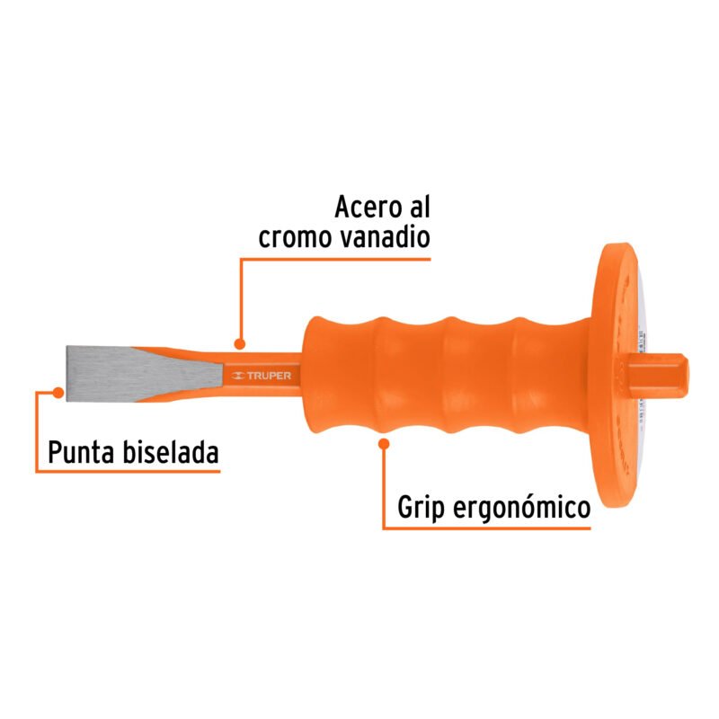 Código: 12278 Cincel de corte frío 3/4 x 8' con grip, Truper C-3-4X8G