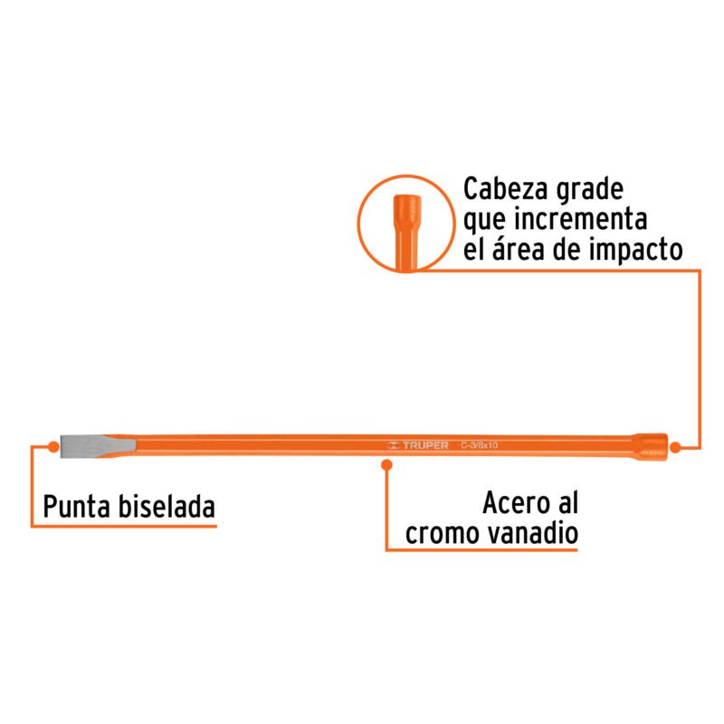 Código: 12112 Cincel de corte frío de 3/8 X 10', Truper C-3-8X10