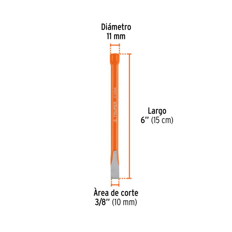 Código: 12106 Cincel de corte frío de 3/8 X 6', Truper C-3-8X6