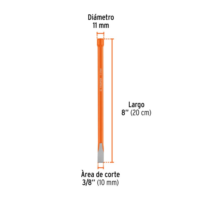 Código: 12109 Cincel de corte frío de 3/8 X 8', Truper C-3-8X8
