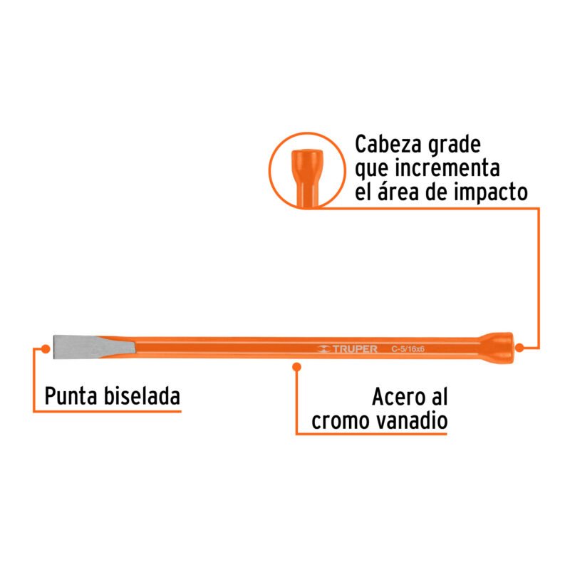 Código: 12103 Cincel de corte frío de 5/16 X 6', Truper C-5-16X6
