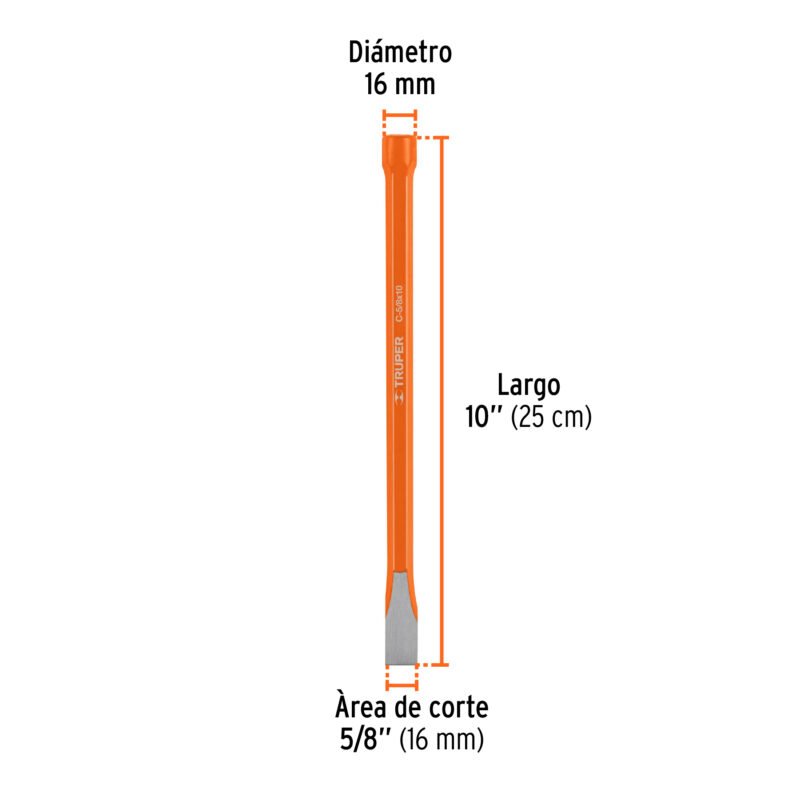 Código: 12133 Cincel de corte frío de 5/8 X 10', Truper C-5-8X10