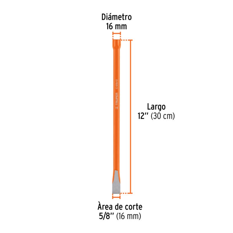 Código: 12136 Cincel de corte frío de 5/8 X 12', Truper C-5-8X12