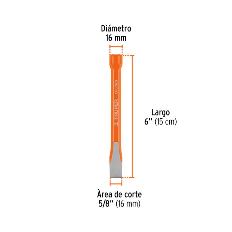 Código: 12127 Cincel de corte frío de 5/8 X 6', Truper C-5-8X6