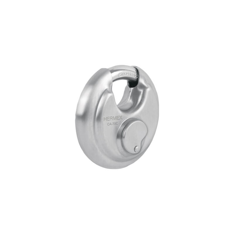 CA-70C.jpg Código: 49473 Candado circular acero inox, cilindro latón, 70 mm CA-70C