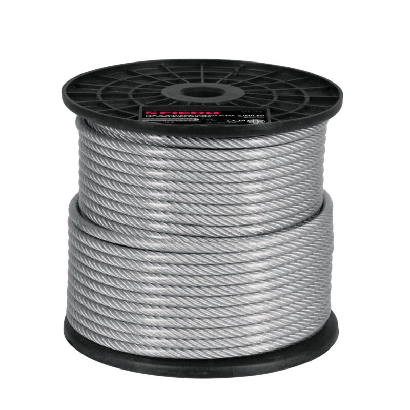CAB-1-4FX.jpg Código: 44224 Metro cable flexible 1/4' acero 7x19 recubierto PVC, 75 m CAB-1-4FX