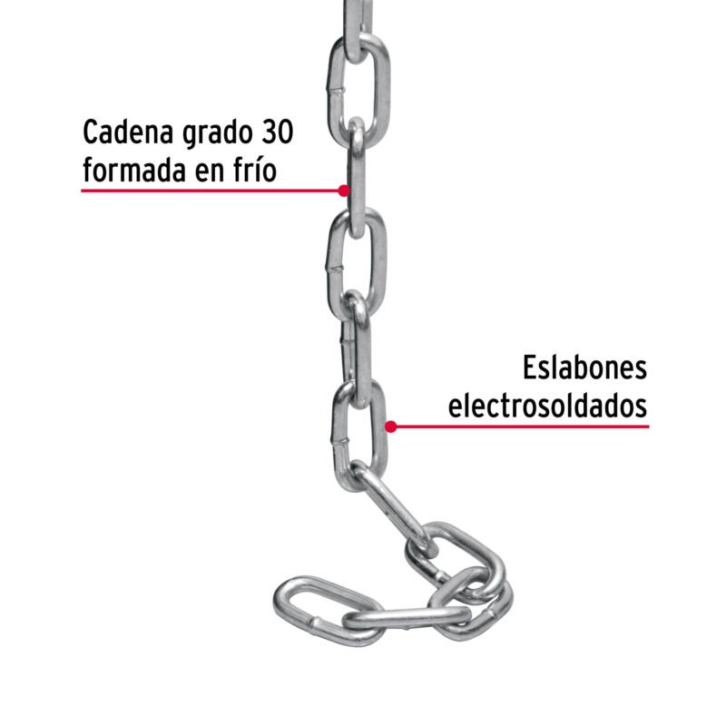 CAGA-3-16FC1.jpg Código: 44270 Metro de cadena galvanizada de 3/16', 65 m en cubeta, Fiero CAGA-3-16