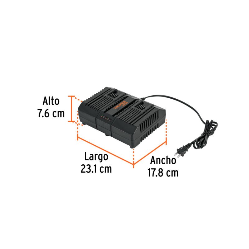 CARD-20AFC2.jpg Código: 103241 Cargador dual de baterías de ion litio 20V, TRUPER PRO CARD-20A