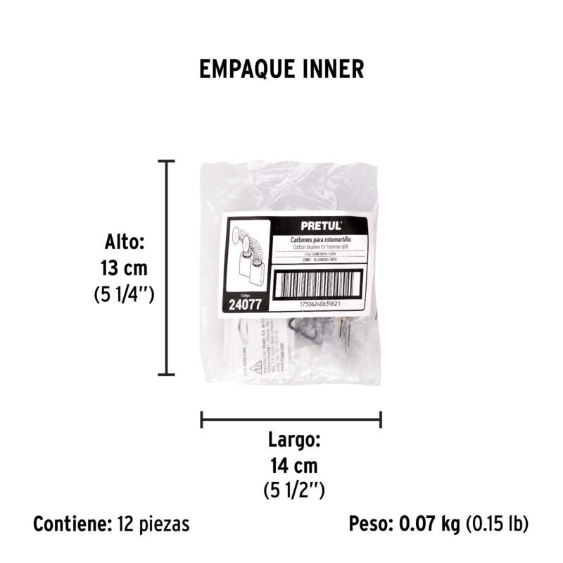 CB-ROTO-1-2P4.jpg Código: 24077 Bolsa con 2 carbones de repuesto para ROTO-1/2P4, PRETUL CB-ROTO-1-2P4