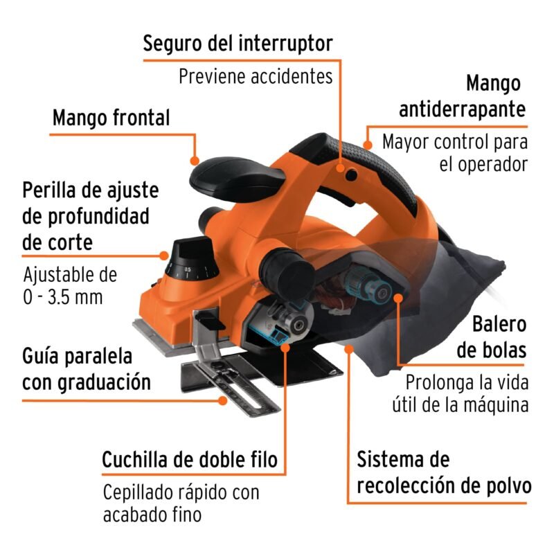 CEPEL-3-1-4A4FC1.jpg Código: 100502 Cepillo eléctrico 3-1/4', 850W, TRUPER PRO CEPEL-3-1-4A4