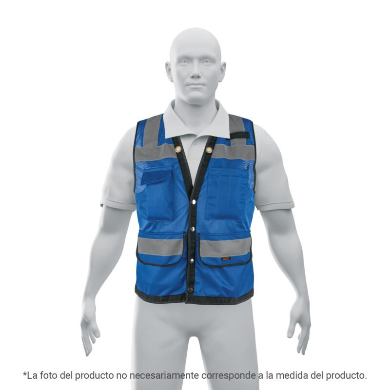 CHS-800A-L.jpg Código: 103987 Chaleco seguridad reforzado azul con bolsas, L, Expert CHS-800A-L