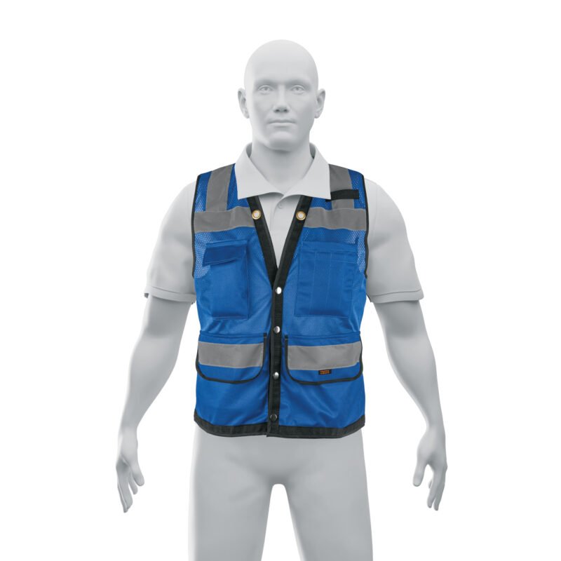 Código: 103986 Chaleco seguridad reforzado azul con bolsas, M, Expert CHS-800A-M