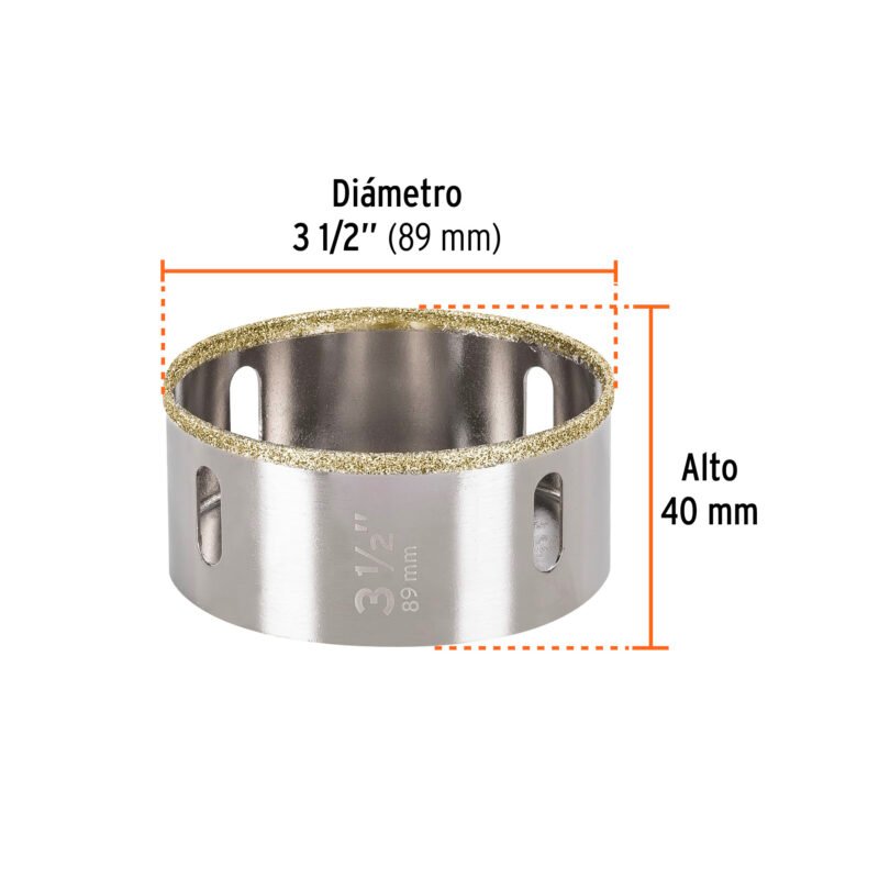 Código: 17138 Brocasierra diamante 3-1/2' borde continuo, Truper COAZ-3-1-2