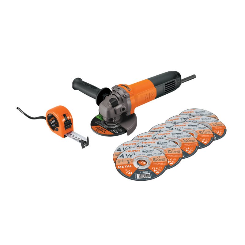 COMBOE-4-1-2A12.jpg Código: 101526 Combo esmeriladora 4-1/2', 700W, discos y flexómetro, PRO COMBOE-4-1-2A12