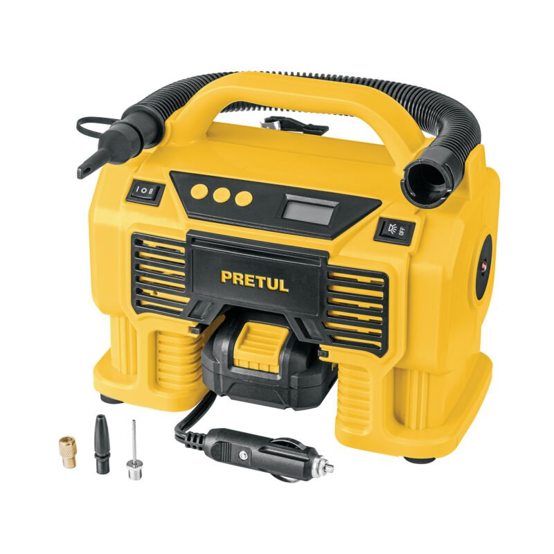 COMPI-20P.jpg Código: 29073 Inflador/soplador para auto, 20V, 1 batería 2Ah, PRETUL COMPI-20P