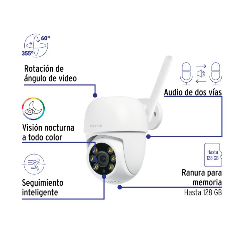 CTV-31WFC1.jpg Código: 49557 Cámara WiFi Robotizada Tipo Domo 3MP, Volteck CTV-31W