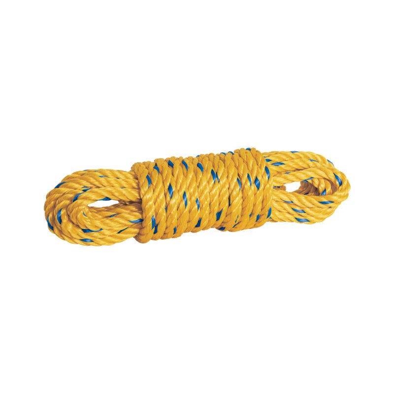 CUE-108.jpg Código: 40965 Madeja de cuerda amarilla de polipropileno 10mm, 8m, FIERO CUE-108