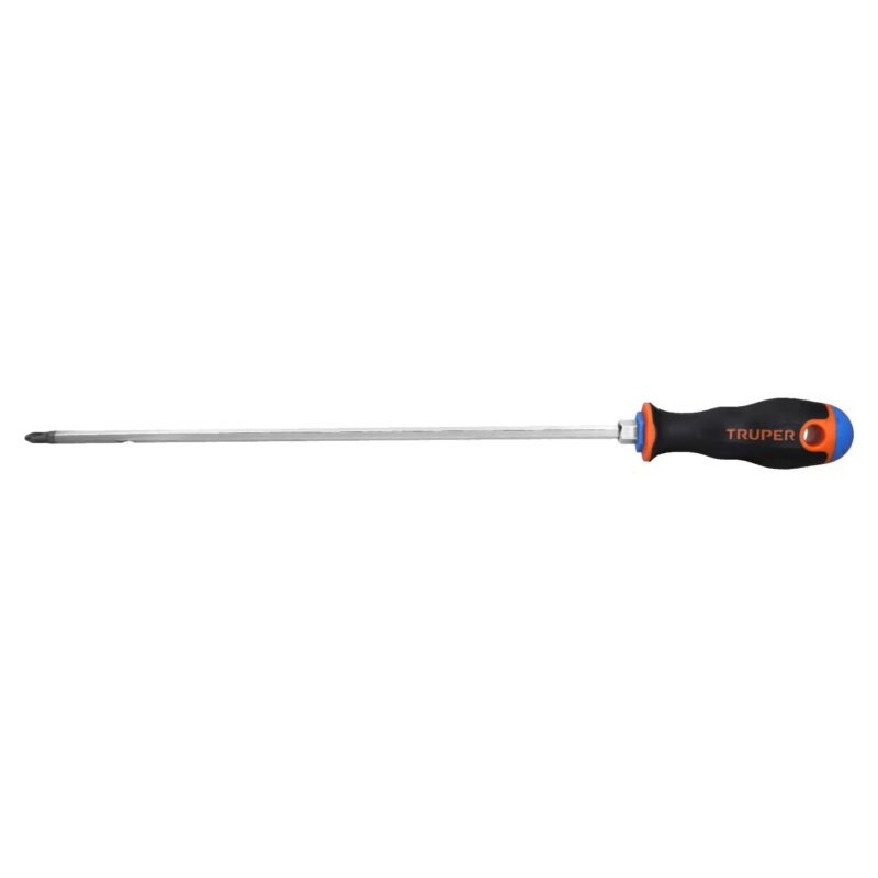 DP-1-4X12B.jpg Código: 100838 Desarmador de cruz 1/4' x 12' mango Comfort Grip, Truper DP-1-4X12B