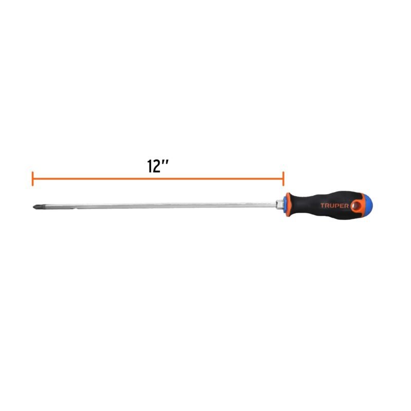 DP-1-4X12BFC2.jpg Código: 100838 Desarmador de cruz 1/4' x 12' mango Comfort Grip, Truper DP-1-4X12B