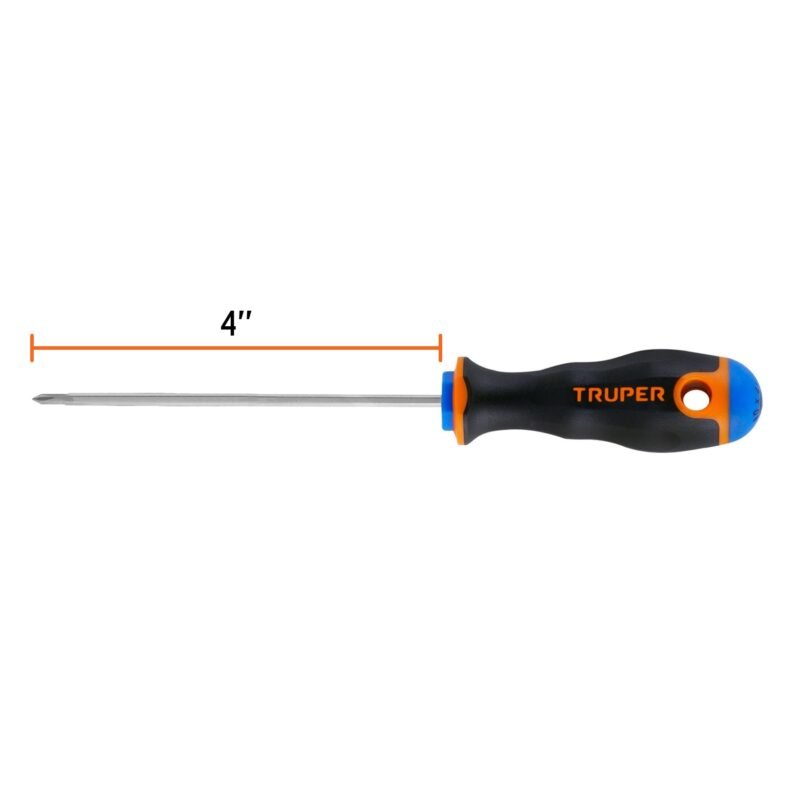 Código: 14055 Desarmador de cruz 1/8' x 4' mango Comfort Grip, Truper DP-1-8X4B