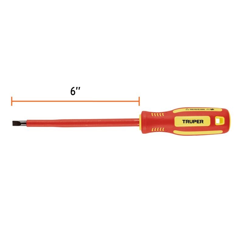 Código: 102243 Desarmador dieléctrico plano 1/4' x 6', Truper DR-1-4X6D