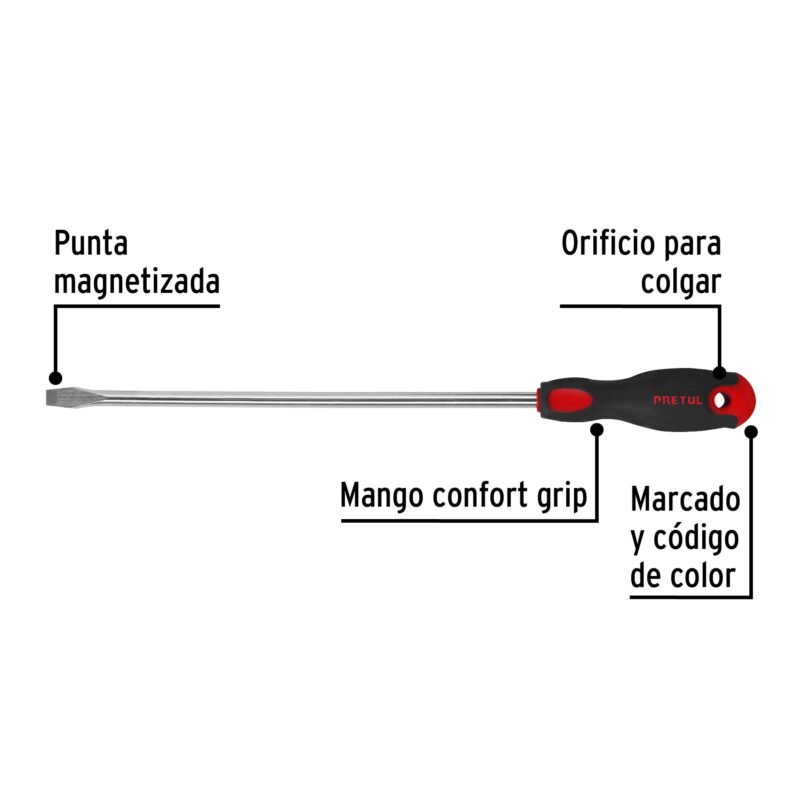 DR-3-8X12BPFC1.jpg Código: 28081 Desarmador plano 3/8' x 12' mango Comfort Grip, Pretul DR-3-8X12BP