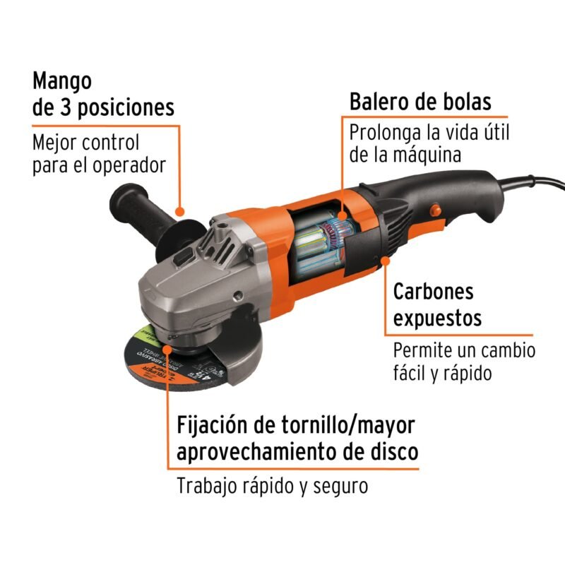 ESMA-4-1-2A10FC1.jpg Código: 16684 Esmeriladora angular 4-1/2', 1300W, TRUPER PRO ESMA-4-1-2A10