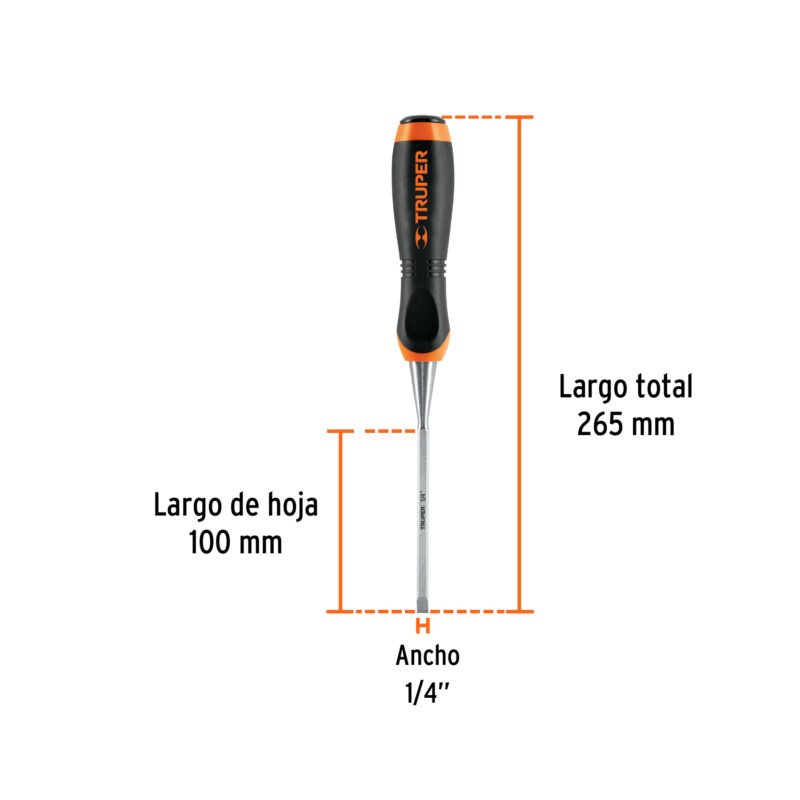 Código: 14615 Formón 1/4' mango Comfort Grip, Truper FT-1-4