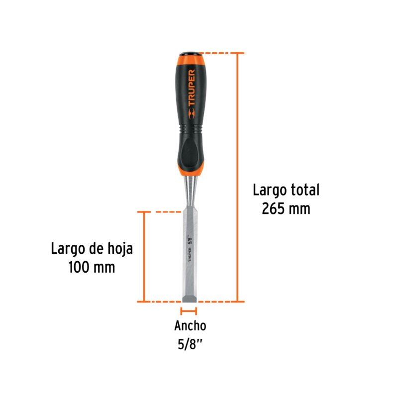 Código: 14624 Formón 5/8' mango Comfort Grip, Truper FT-5-8