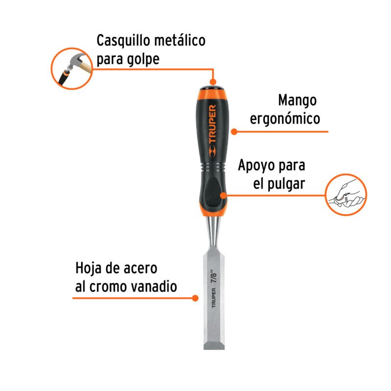 Código: 14630 Formón 7/8' mango Comfort Grip, Truper FT-7-8